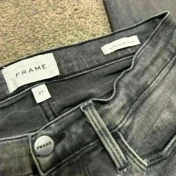 Frame Le Skinny de Jeanne Raw Hem Ankle Women Jeans in Black Grey Kinder Size 27 - Picture 10 of 10